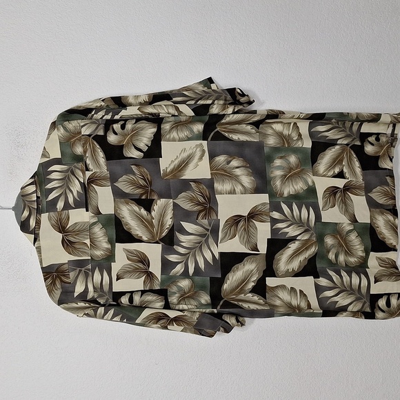 Campia Moda Men's Leaf Print Short Sleeve Hawaiian Button Down Shirt Size L - Picture 6 of 10